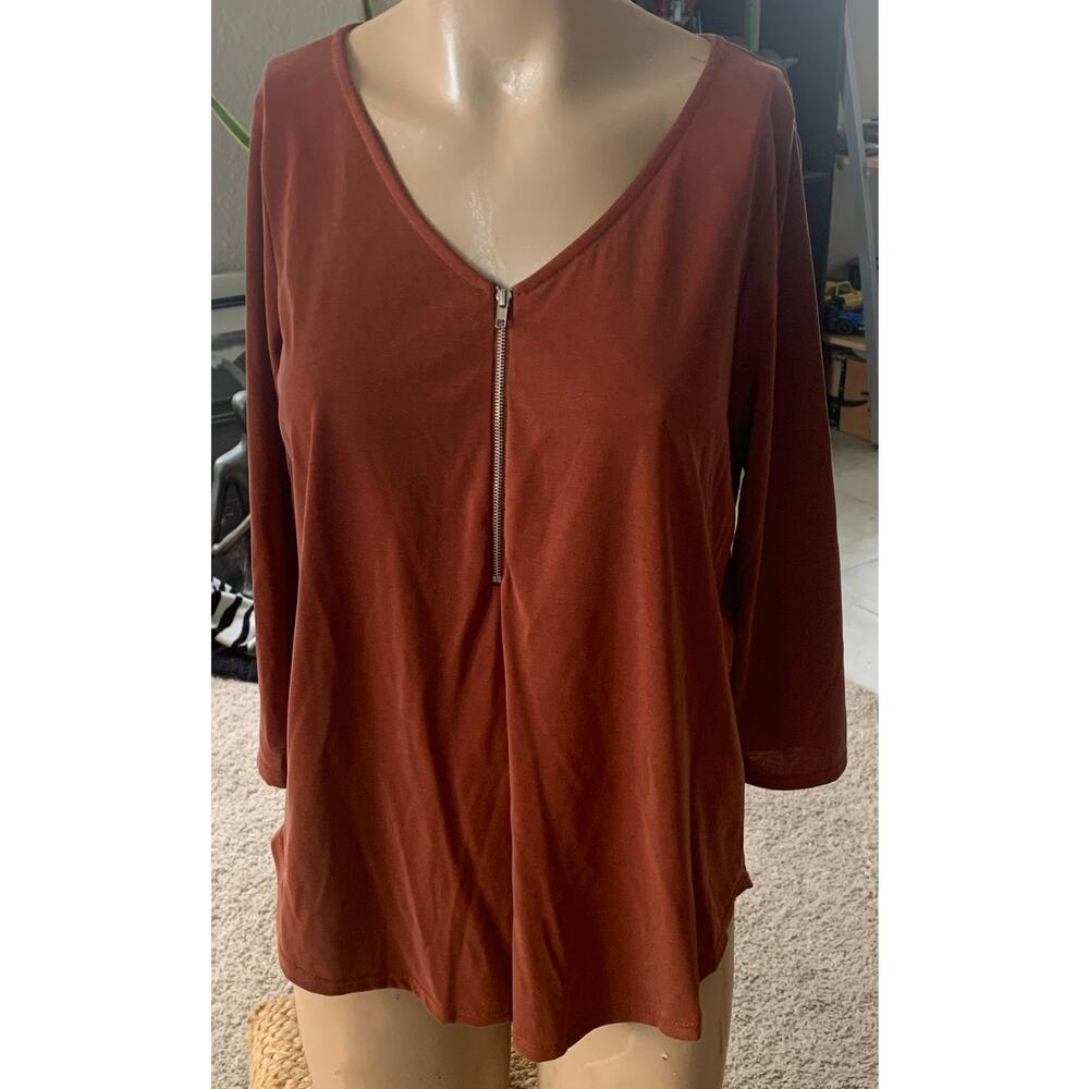 Green Envelope - Orange zip dress shirt sz M - NWT